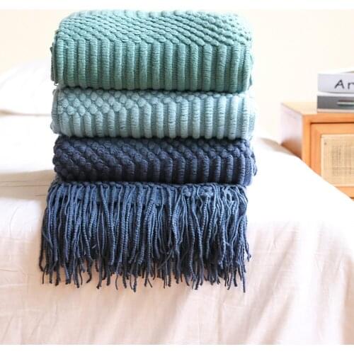Drop Shipping Nordic Home Textile Knitted Blanket Solid Casual Comfortable Warm Throw For Bed Travel 127*152cm/130*200cm
