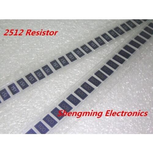 100pcs 2512 SMD 1W chip resistor resistors 0 ohm ~ 10M ohm 0R 10R 100R 220R 330R 470R 1K 4.7K 10K 100K 220K 330K 470K 680K