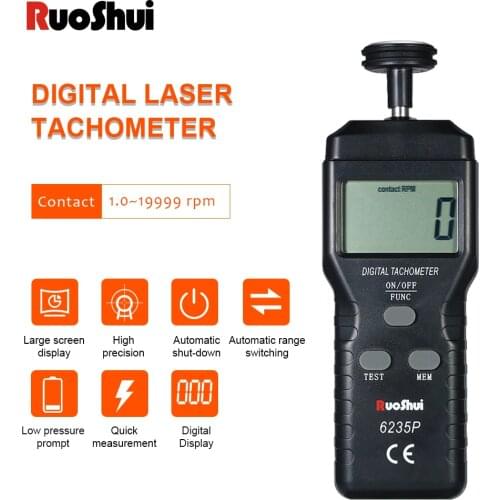 RuoShui 6235P Digital Tachometer Contact Tach tool sensor handheld speed meter auto Measure Engine Rang 0.5~19999rpm tacometro