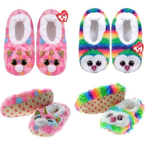 Ty Beanie Footwear Big Eyes Kids Slides Winter Cotton Slippers Small, Medium & Large Husky Unicorn Cat Cute Animal Gift