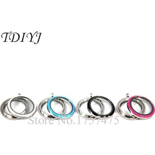TDIYJ New Design 30mm Mixed Color Round Stainless Steel Twist Floating Memory Locket without Crystals for Women 10pcs/lot