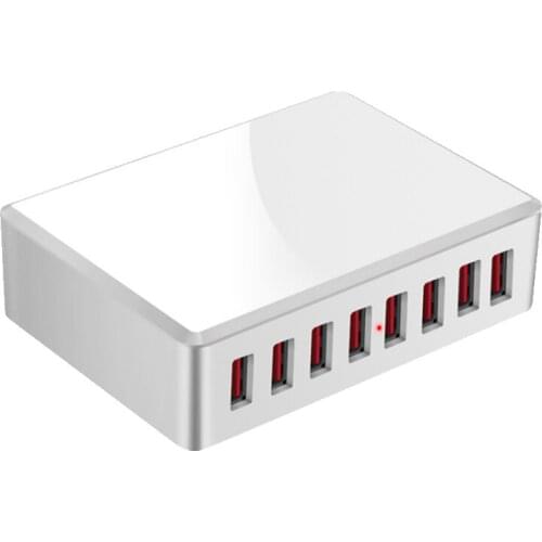 JABS 8 Ports USB Charger 40W Portable USB Desktop Smart Charging Station Multi USB Device Power Adapter (UK Plug)