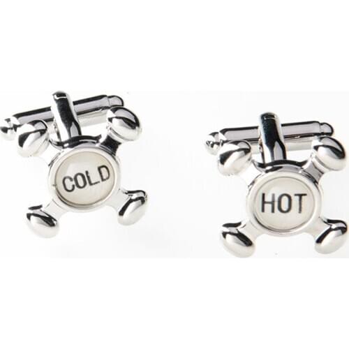 Unique Water Tap Cufflinks Novelty Silver Plated Hot Cold Cuff Button For Mens Shirt Business Jewelry Gift