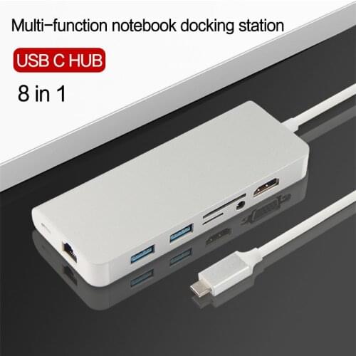 USB C HUB HDMI VGA RJ45 Adapter USB C to USB 3.0 Dock For MacBook Air Pro Accessories USB-C Type C Multi USB3.0 Splitter Port