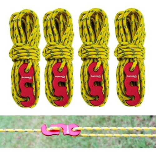 4Pcs/Set Professional Outdoor Climbing Rope 3mm Diameter High Strength Survival Paracord Safety Rope with Tent Wind Rope Buckle