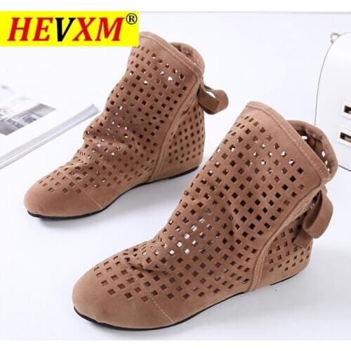 Women Boots Flat Low Hidden Wedges Cutout Ankle Boots Casual Shoes Cute Booties Woman winter Lady Boots Women Fashion Hotselling