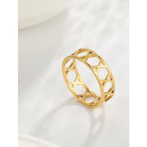 Cazador Aesthetic Hollow X Cross Rings for Women Fashion Gold Color Stainless Steel Rings Jewelry Anniversary Wedding Gifts 2021