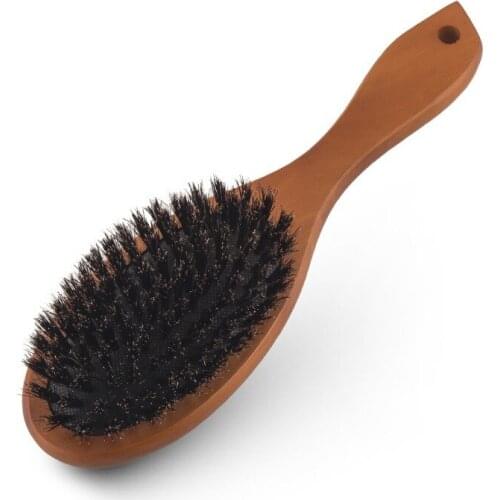1pc Natural Boar Bristle Hairbrush Massage Comb Anti-static Hair Scalp Paddle Brush Beech Wooden Handle Hair Brush Styling Tool