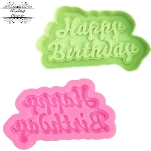 1Pcs Happy birthday shape silicone soft candy mold cake decorating tool Candy Chocolate Mold