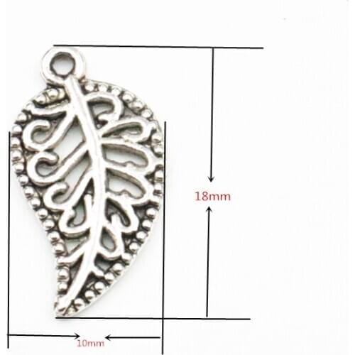 10PCS Tibetan Silver-color Leaf Tags Pendant Beads Findings DIY Jewelry Spacers Accessories Leaves Shape 10X18mm Wholesale B307