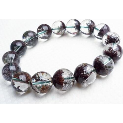 13mm Genuine Natural Red Phantom Quartz Crystal Round Beads Stretch Charm Bracelet For Women