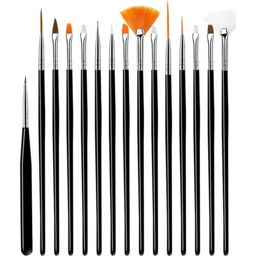 15Pcs Acrylic Nail Brush For Manicure Gel Polish Nail Art Tool Gradient Painting Drawing Pens Set