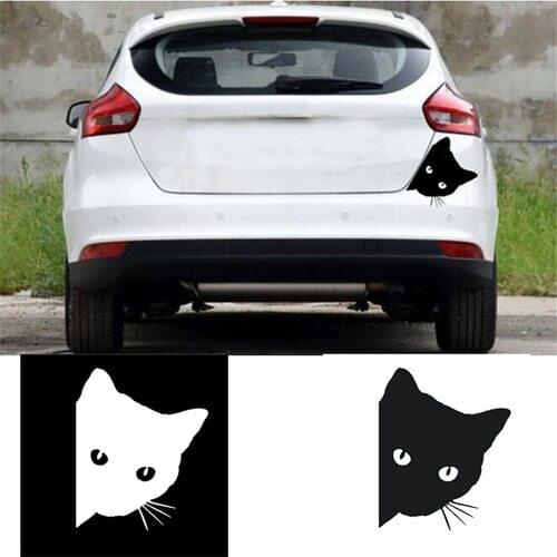 Car decoration stickers car accessories 1pc black or white cat cute car exterior stickers