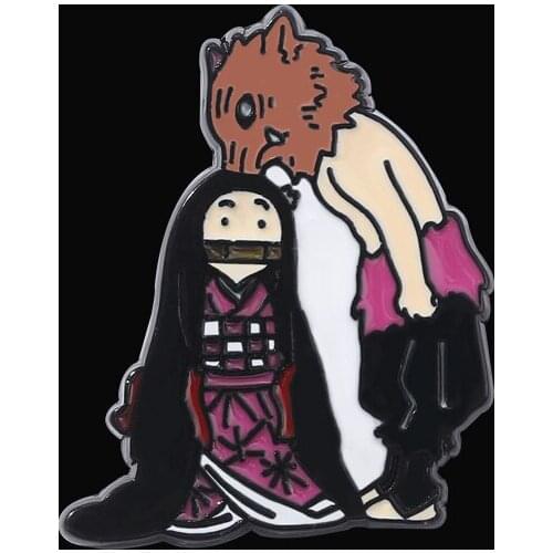 Japanese Anime Demon Slayer Brooch Metal Enamel Kamado Nezuko Badge Peripheral Cosplay Accessories Holiday Party Decorations