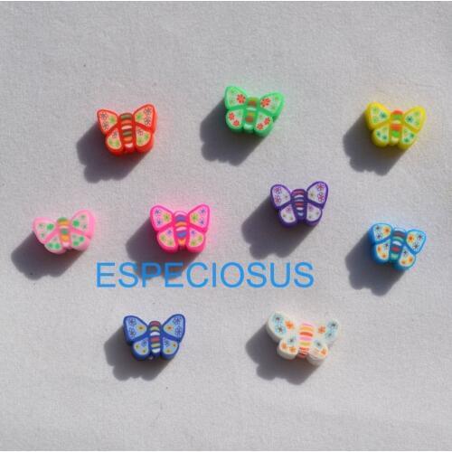 Polymer Clay Beads Cartoon Butterfly Slices DIY Jewelry Handcraft Accessories Spacer mix color Bracelet Department 50pcs