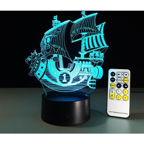 One Piece THOUSAND SUNNY 3D Led Night Light 7 Color Changing Visual Lamp One Piece Boat Colorful USB LED Acrylic Lighting Toys