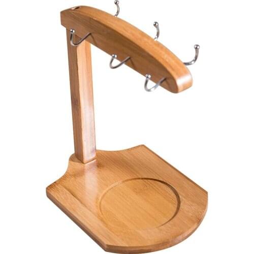 Cup Holder Mug Rack - Bamboo Coffee Cup Rack Home Storage Creative Tea Mug And Saucer Display Organizer - Holds 6 Mugs