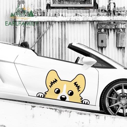 EARLFAMILY 43cm x 25.5cm Car Body Sticker for Pembroke Welsh Corgi Cartoon Anime Decal Waterproof Sunscreen Vinyl DIY Fine Decal