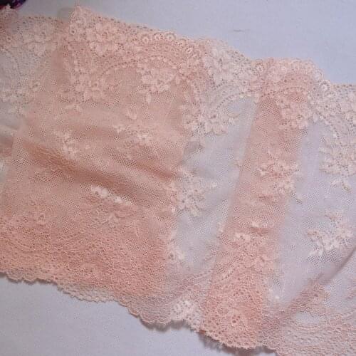 3 Yards 22.5 CM Wide Orange Pink Soft Embroidered Stretch Elastic Lace Trim For Bra Lingerie Sewing Underwear Fabric Accessories