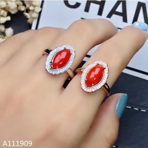 KJJEAXCMY boutique jewelry 925 sterling silver inlaid Natural red coral Ring Female Fine Ring Support detection luxurious