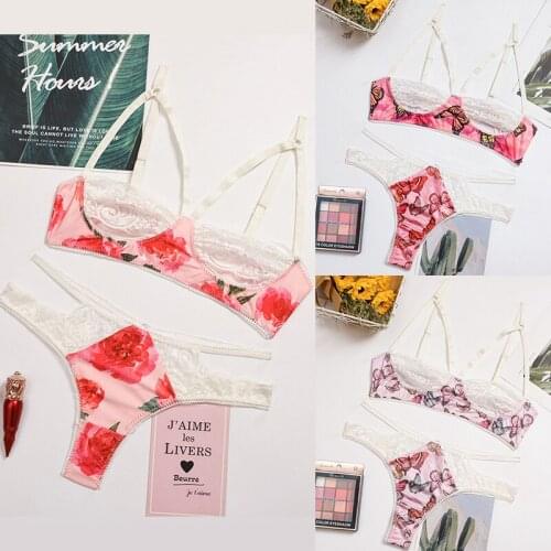 2020 Sexy Lace Bra Set Ladies Lace Straps Bralette Push Up Underwear hot Lingerie Set sexy exotic Womens panties set