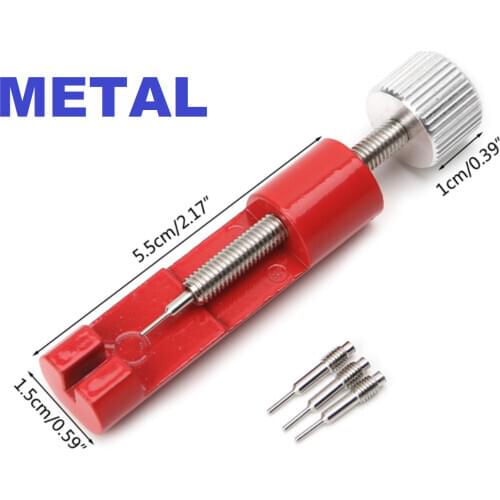 Red Metal Adjuster Watch Band Strap Bracelet Link Pins Remover Repair Tools Kit Red