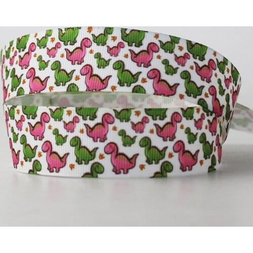 Pink green dinosaur printed16/22/25/38/75mm grosgrain ribbons 10 25 50 yards DIY bows gift wrapping wedding decoration webbing