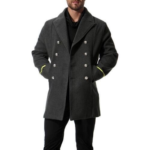 HOT Winter new Men coat trend cashmere jackets male long thick jacket double-breasted woolen windbreaker Mens Brand Overcoat