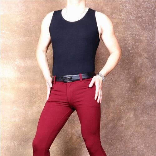 LinvMe Men Solid Cotton Stretchy Tank Bodysuit Sleeveless Slim Lingerie Leotard