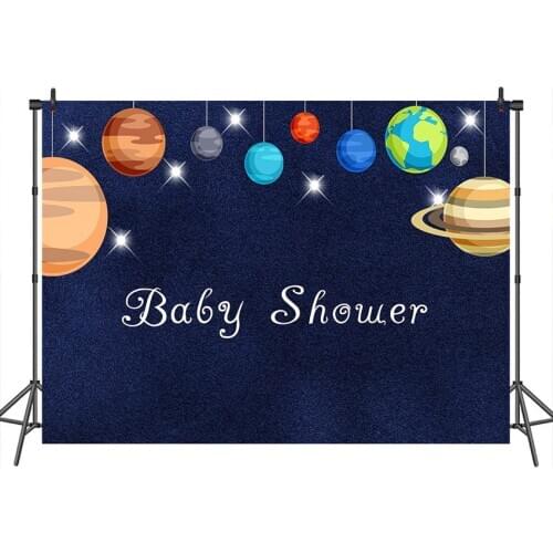 Neoback Baby Shower Background Photography Planet Star Banner Decoration Photography Backdrops Studio Shoots