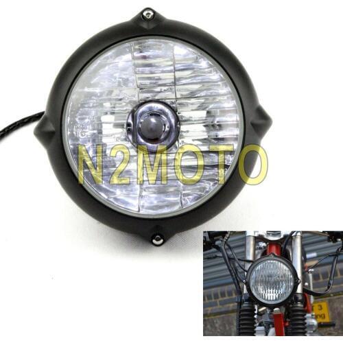 Motorcycle 5.75" Retro Headlight H4 12V 55W Custom Head Light Front Running Lamp for Harley Cafe Racer Chopper