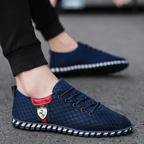 2021 Summer New Trend Korean Mens Net Shoes Breathable Canvas Casual Shoes Running Shoes Fashion All-Match Driving Shoes