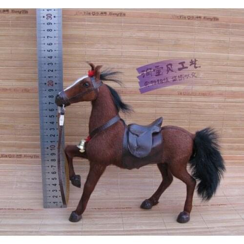 New simulation brown horse model toy resin&fur horse with saddle doll gift about 23x7x23cm 1981