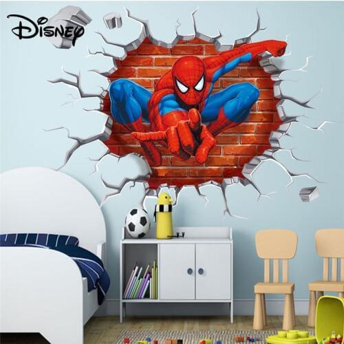 Disney new spider man sticker stereo wall childrens room bedroom background sticker removable