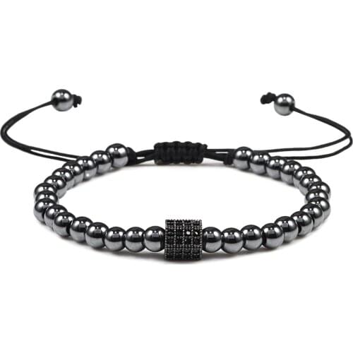 New Simple Prism Copper Beads Bracelets Adjustable Beads Braiding Macrame Charm Handmade Bracelet For Men Women Jewelry Gift