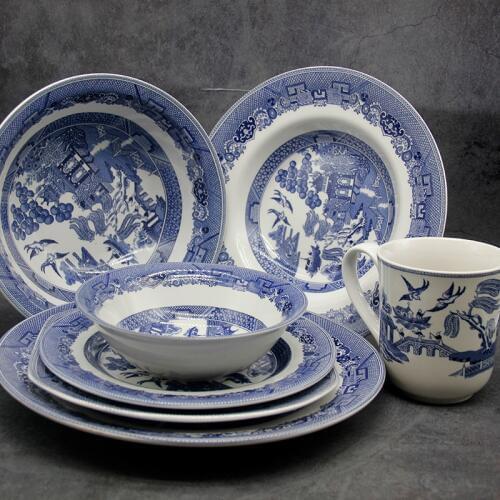 The Blue Willow Dinner Set Elegant England Style Dinner Ware Ceramic Breakfast Plate Beef Dishes Dessert Dish Soup Bowl
