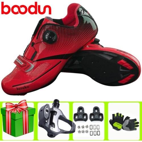 Boodun Men Cycling Shoes Professional Self-locking Men Road Bike Ultra-light Non-slip Women SPD-SL Pedal Racing Bicicleta