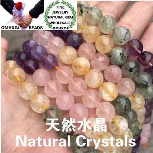 OMHXZJ Wholesale ZB109 6 8 10 12mm DIY Bracelet Necklace Jewelry Making Accessories Natural Stone Hot Fine Crystals Round Beads