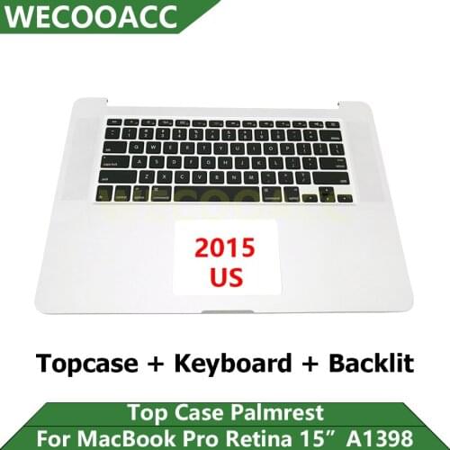 Original US Topcase + Keyboard + Backlight For Macbook Pro Retina 15" A1398 Top Case Palmrest 2015 Years