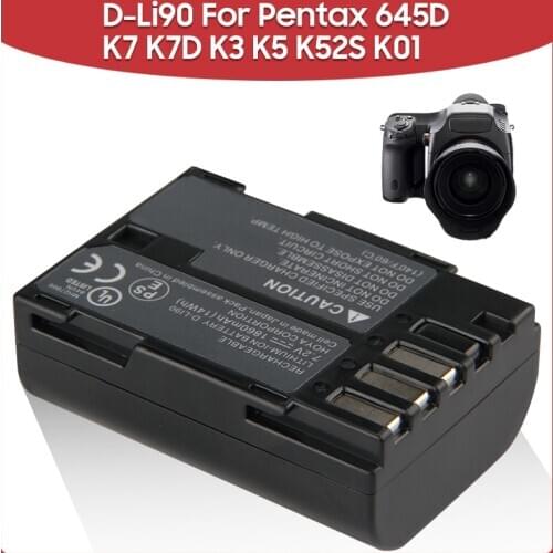 Original Replacement Battery 1860mAh D-Li90 For Pentax 645D K7 K7D K3 K5 K52S K01 Camera Batteries