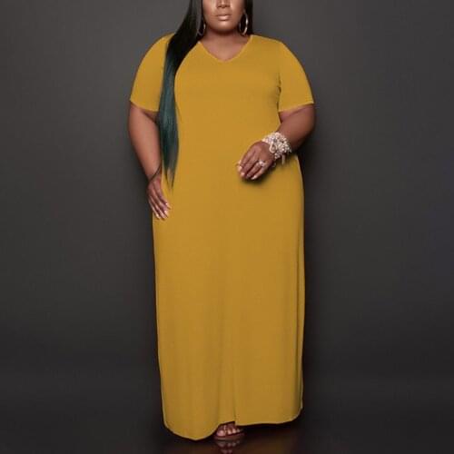 Causal Summer Dresses Long Solid Short Sleeve Loose Straight Ankle Length Fashion Daily Wear Vestidos Mujer Dress 2021 Summer