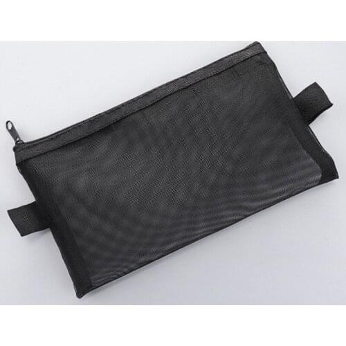 Simple Transparent Mesh Cosmetic Storage Bag Clear Zipper Stationery Bag Nylon Makeup Pouch Portable Travel Toiletries Handbag