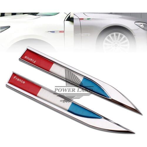 Universal Fit 3D Refitting Metal Chrome Vintage Car Motorcycle Blade Fender France Flag Sticker Badge Emblem for Most Car Truck