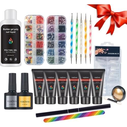VERONNI Poly Nail Gel Extension Kit 30ml 6 Colors Builder Gel Crystal Jelly UV Gel Manicure Set Gel Nail Polish Nail Decorations