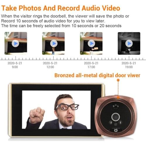 4.3inch Wide Angle Digital Peephole Viewer Motion Detection Video Doorbell Visual Door Phone