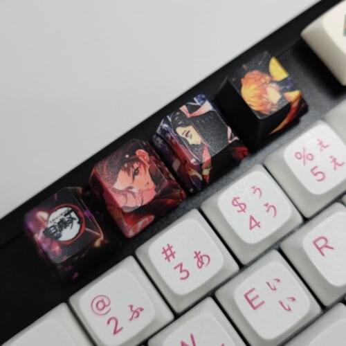 Japanese Anime Demon Slayer Tanjirou Nezuko Zenitsu Design Keycaps Sublimation PBT Keycaps For Cherry Switch Mechanical Keyboard