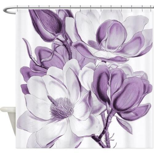 Magnolia Purple Dream Shower Curtain Mat Decorative Waterproof Polyester Fabric Bathroom Curtain Set Home Bath Decor Multi-size