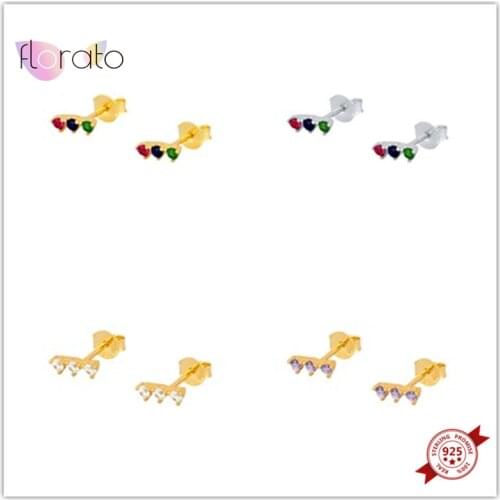 925 Sterling Silver Ear Needle Tiny Colorful Crystal Stud Earrings for Women Simple INS Earrings Fashion Office Daily Jewelry