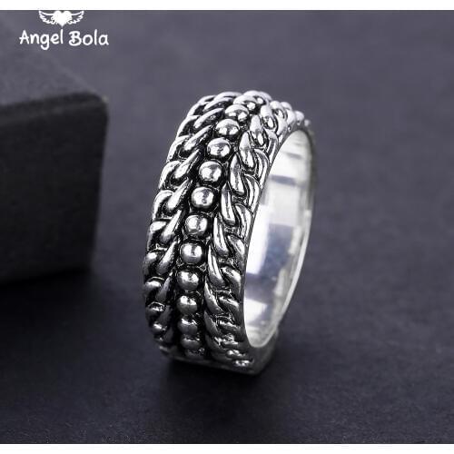 Ancient silver color Retro Mens Ring Finger Punk Buddha Ring Couple Jewelry Wholesale Bijoux Femme Engagement Ring Accessories