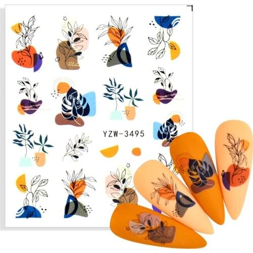 1 Sheet 2021 New Arrivals Nail Stickers Black Blossoms Floral Design Manicure Sliders Water Decals Foil Nail Decoration